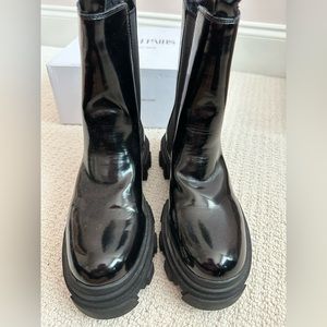 Black Patent Lug Sole Boot